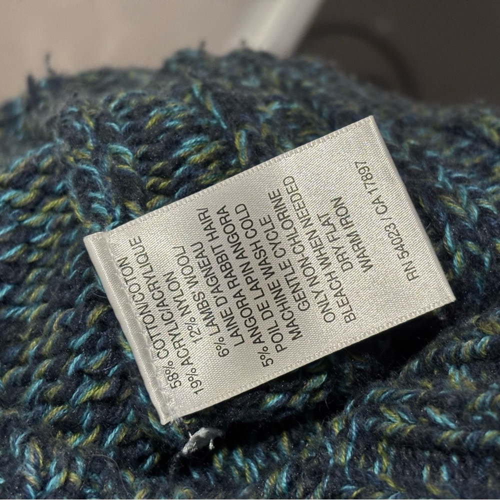 Old Navy Vintage Knit Crochet Sweater Size Small Button Embellishment Green Blue - Picture 10 of 11